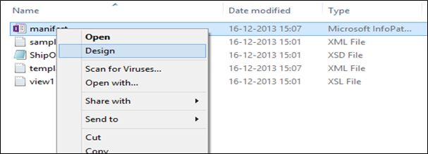 design menu in manifest file